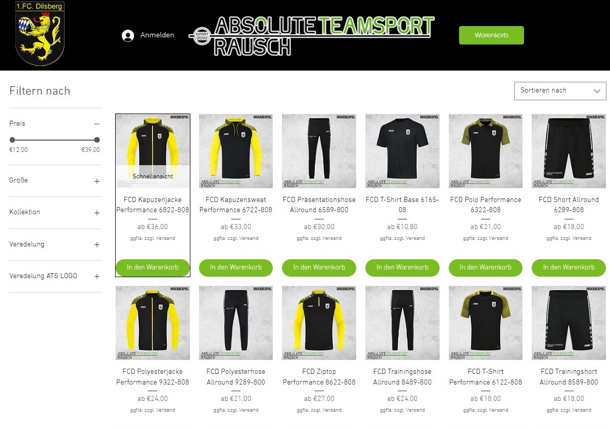 FC eröffnet Vereinsshop für Trainingsbekleidung